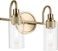 Kichler Kavi 12.5' 2-Light Bathroom Vanity Light Fixture with Clear Glass in Champagne Bronze, Modern Wall Mount Over Mirror for Powder Room, Damp Rated (12.5' W x 10' H), 55210CPZ