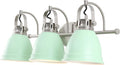 JONATHAN Y 25.5' Mint Green/Nickel 3-Light LED Vanity Light, Adjustable Wall Sconce for Bathroom Mirror, Farmhouse Bohemian Kitchen Light, Iron Black Bell Shade (JYL1116C)