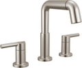 Delta Nicoli Brushed Nickel Bathroom Faucet with Sprayer, 8 Inch 3 Hole Widespread Bathroom Sink Faucet with Pull Out Sprayer, Push-Pop Drain, Stainless 35849LF-SSPD