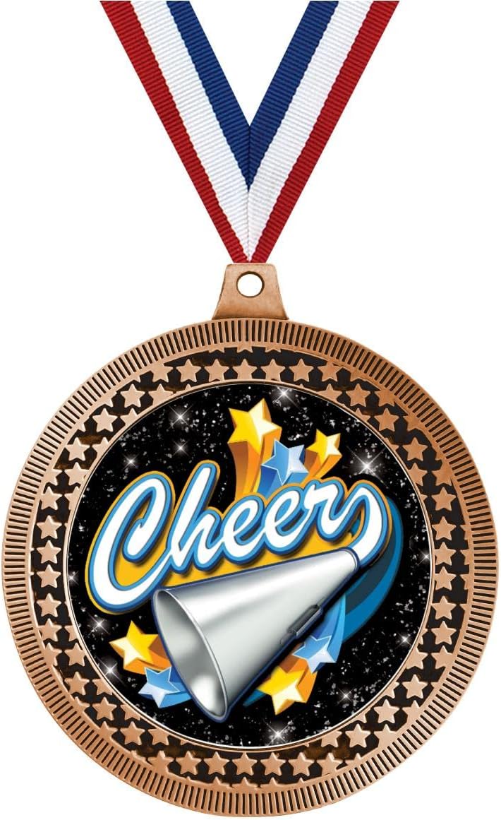 2.75' Cheer Medal Award, Bronze Vega Cheer Team Trophy Award Includes Free Neck Ribbon