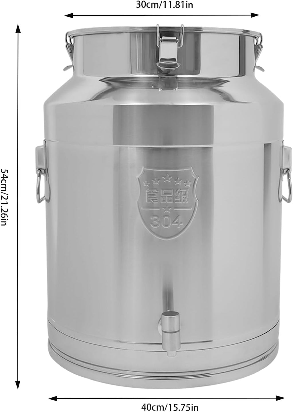 Milk Can with Spigot, 304 Stainless Steel Milk Dispenser Container Pail, 17Gal Stainless Steel Water Jug 64L Hanging Lid Bucket Drink Beverage Dispenser for Oil Tea Wine