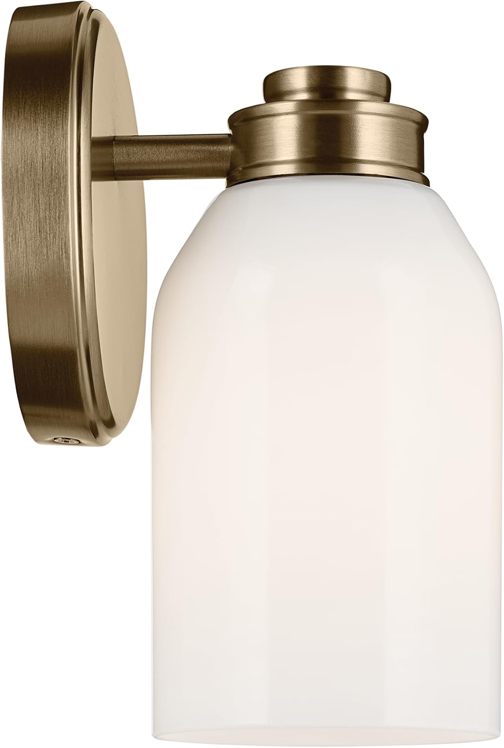 Kichler Shae 5' 1-Light Wall Sconce Bathroom Vanity Light Fixture with White Opal Glass in Champagne Bronze, Modern Style for Vanity Mirror, Fireplace, Hallway (8.25' H x 5' W), 55200CPZ