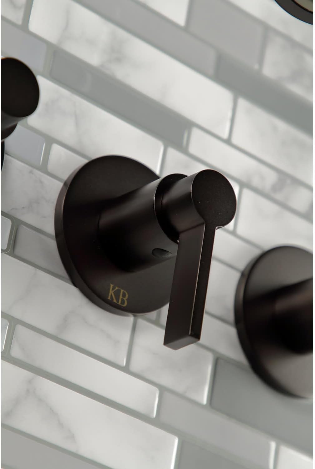 Kingston Brass KBX8133NDL NuvoFusion Triple-Handle Tub and Shower Faucet in Antique Brass