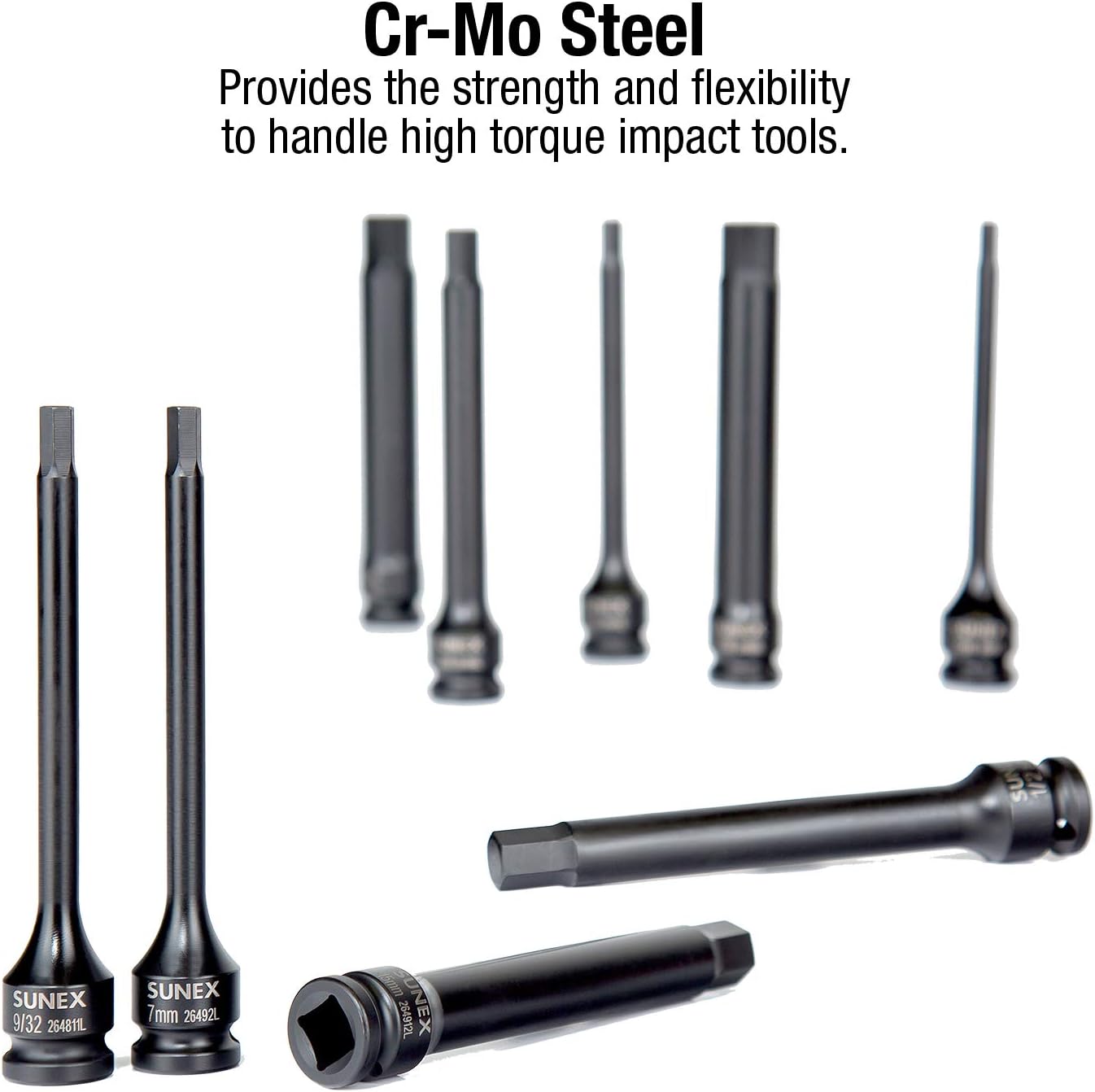SUNEX TOOLS 2637L 20pc 1/2' Drive Impact Hex Driver Master Set 6in. ¼' to 9/32' and 6mm to 17mm, ,