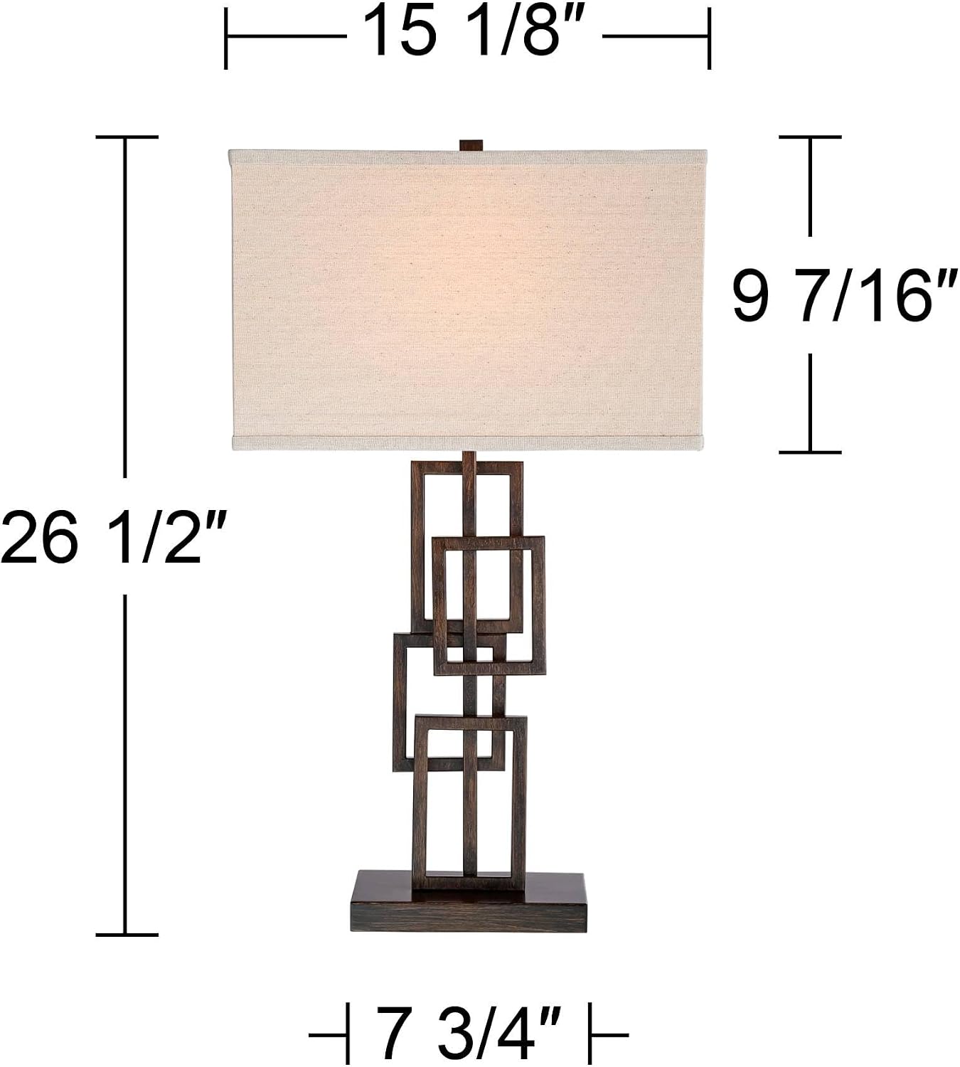 360 Lighting Kory Modern Industrial Table Lamps 26 1/2' Tall Set of 2 Dark Bronze Metal Sculptural Stacked Geometric Rectangular Shade for Bedroom Living Room House Home Bedside Nightstand Entryway