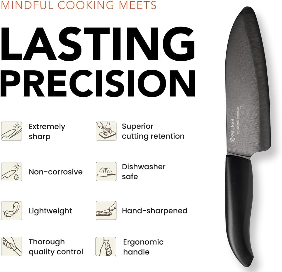 Kyocera Revolution 3pc ceramic knife set, 6', 5' and 3', Black