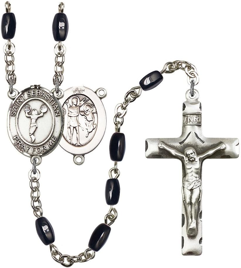 Bonyak Jewelry St. Sebastian/Cheerleading Silver-Plated Rosary - Every Birth Month Color and More
