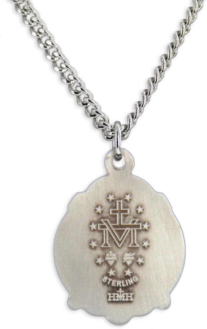 Heartland Girl's Sterling Silver Scroll Ribbons Miraculous Medal USA Made + Chain Choice