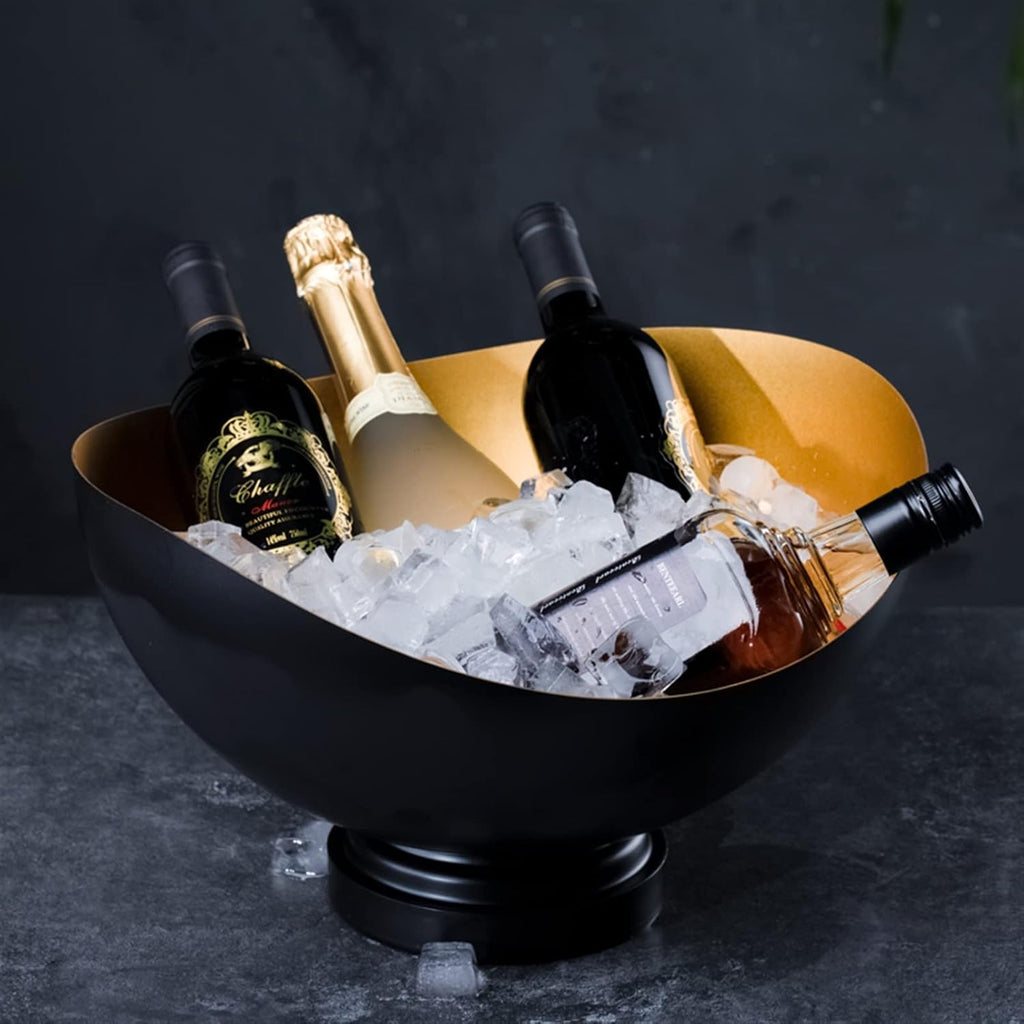 Ice Bucket Ice Buckets - Ice Buckets for Parties, Stainless Steel Champagne Basin Creative Black Gold Champagne Bucket Beer Ice Wine Basin Champagne Bucket