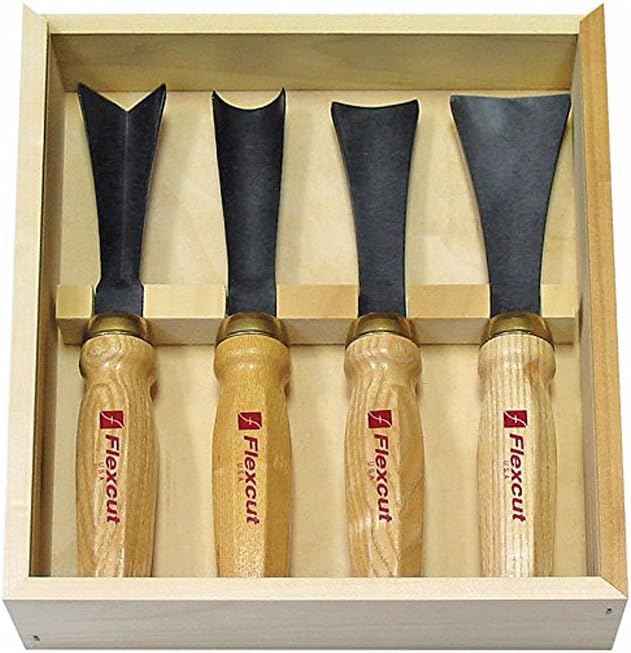 Flexcut Wood Carving Tools |4-Piece Sculptor's Set | Mallet Wood Carving Kit with Chisels and Gouges for Beginners and Professionals | MC175 | Made in the U.S.A.
