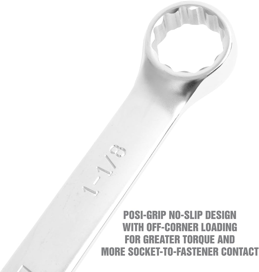 OEMTOOLS 23993 14PC Combo Wrench Set, SAE Wrench Set 1/4'-1-1/8', Posi Grip Wrenches, Heat Treated Steel Open End, Foam EVA Tray Wrench Holder