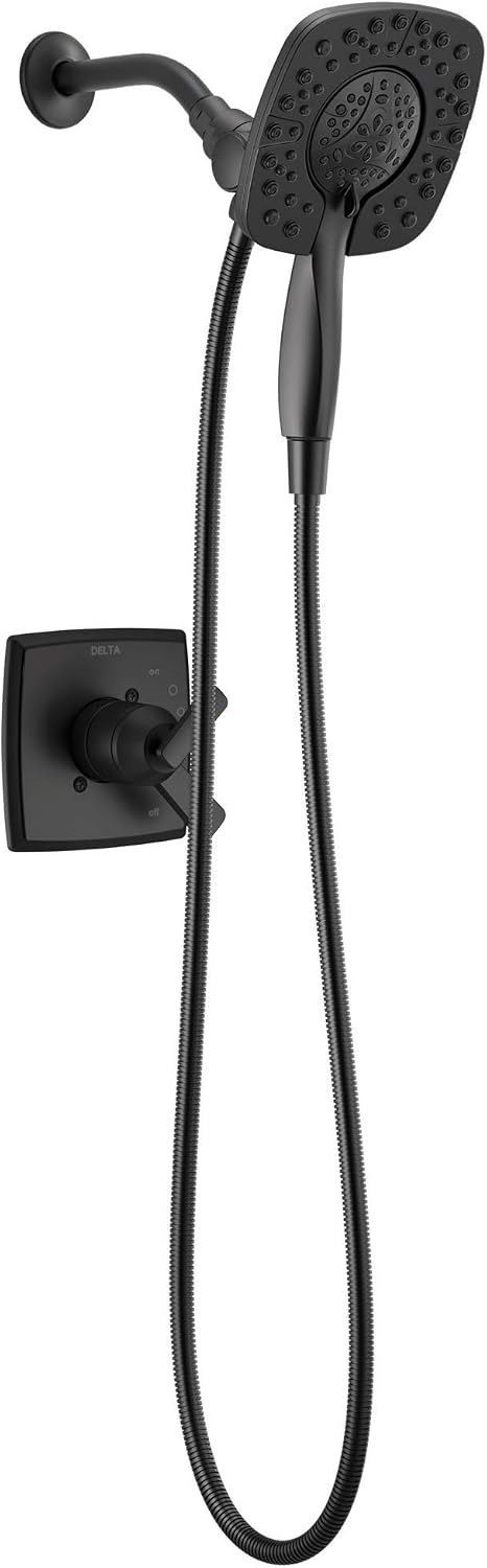 DELTA Faucet Ashlyn 17 Series Dual-Handle Shower Trim Kit with In2ition 2-in-1 Head with Handheld Spray, Matte Black Fixture, T17264-BL-I (Valve Not Included)