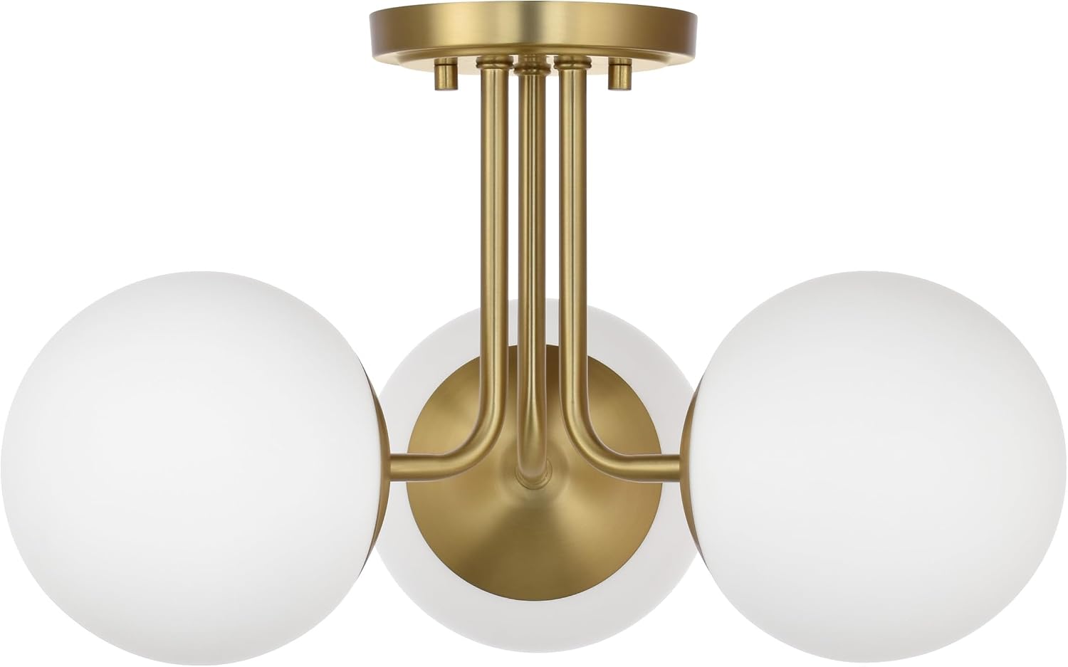 3 Light Semi Flush Mount Ceiling Light Fixture Aged Brass, Modern Globe Chandelier, Sputnik Farmhouse Lighting for Kitchen Bedroom Bathroom Living Room Corridor Laundry Room Bar …