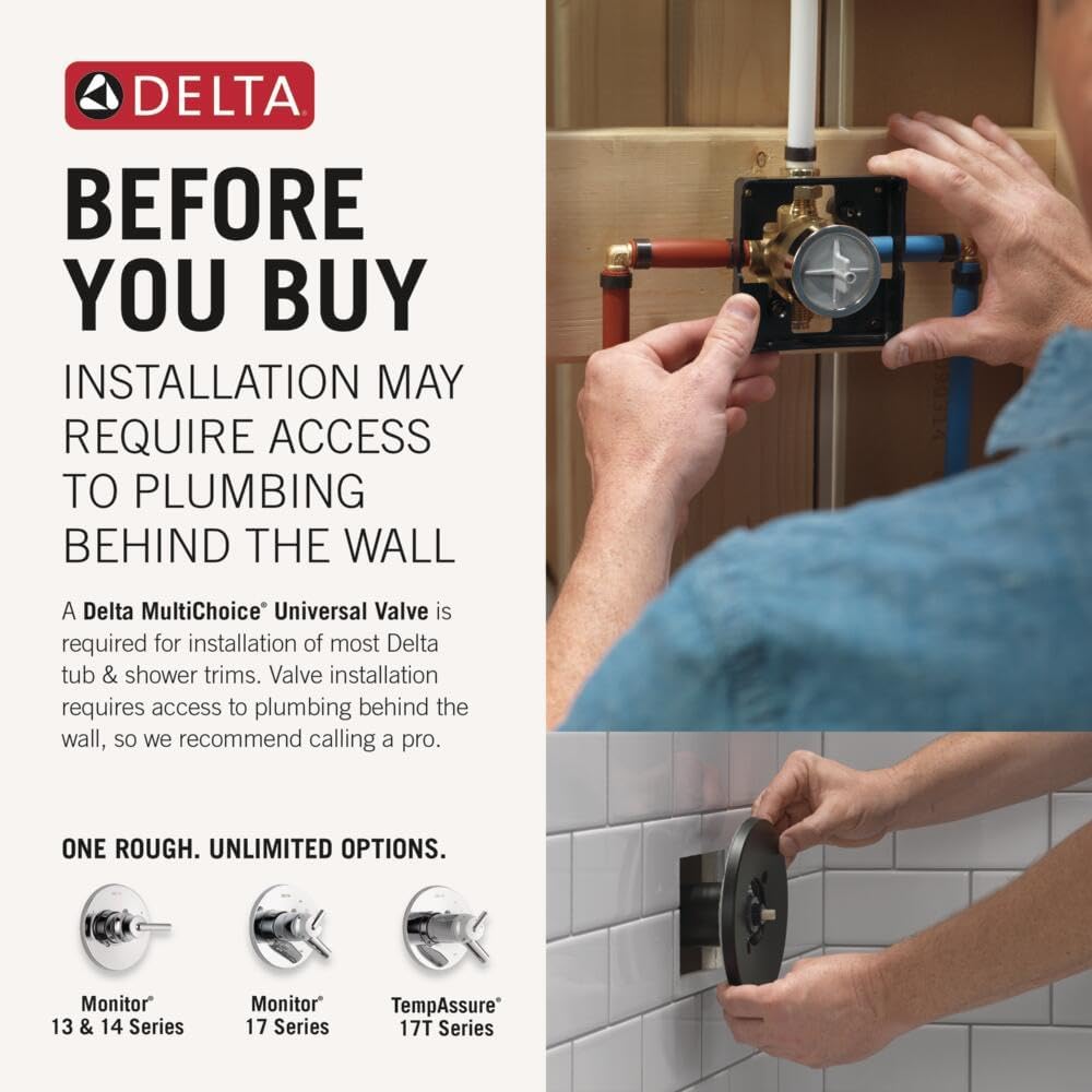 Delta Modern 14 Series Round Rain Shower System Faucet Set, Rainfall Brushed Gold Shower Head and Handle Set, Valve Trim Kit, 10 Inch, Champagne Bronze T342702-CZ (Valve Not Included)