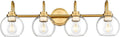 Bathroom Light Fixtures, 4-Light Brushed Gold Vanity Lights with Globe Clear Glass, 30 Inch Champagne Bronze Vanity Lighting Fixtures Over Mirror, AD-22280-4W-GD
