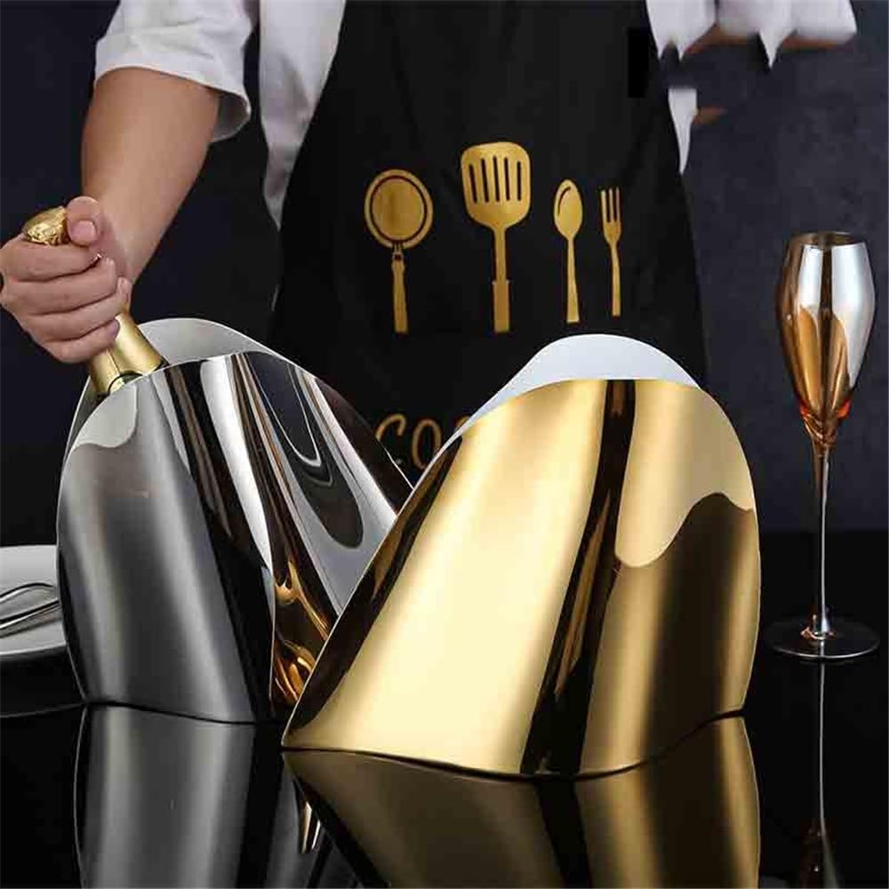 Ice Bucket Champagne Bucket Bar Stainless Steel Ice Pellet Bucket Drink Beer Wine Ice Bucket Bar Ice Bucket Beverage Tub(Silver)