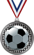 2.75' Soccer Ball Award Medal, Silver Vega Soccer Ball Team Trophy Award Includes Free Neck Ribbon
