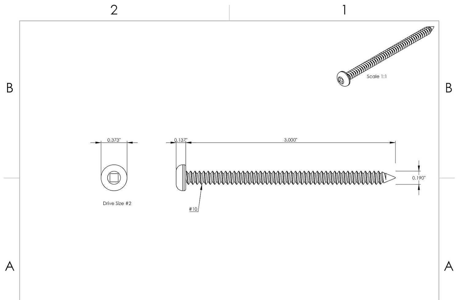 #10 x 3' - Square Drive Screws Self Tapping Pan Sheet Metal Stainless 250 Pcs self Tapping Screws Metal B2B