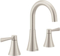 Moen 84023SRN Ronan 2-Handle Widespread Bathroom Faucet, BN | Bathroom sink faucet, widespread 2-handle design, valve included, spot resist finish, modern style