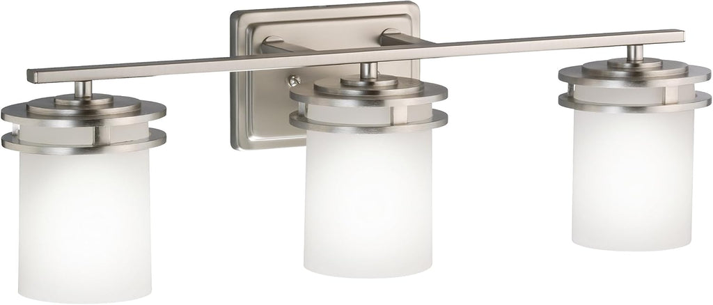 Kichler Hendrik 24' Vanity Light in Brushed Nickel, 3-Light Modern Bathroom Vanity with Satin Etched Cased Opal Glass, (24' W x 8' H), 5078NI
