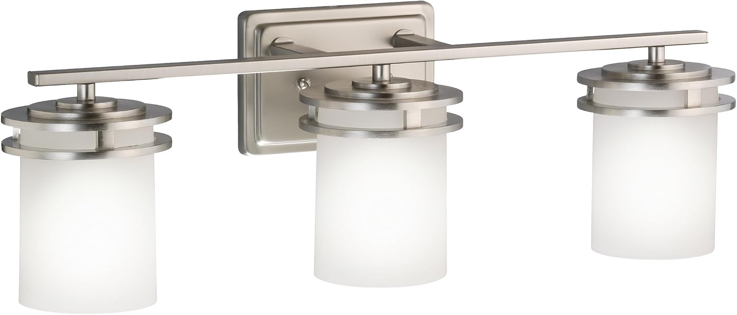 Kichler Hendrik 24' Vanity Light in Brushed Nickel, 3-Light Modern Bathroom Vanity with Satin Etched Cased Opal Glass, (24' W x 8' H), 5078NI