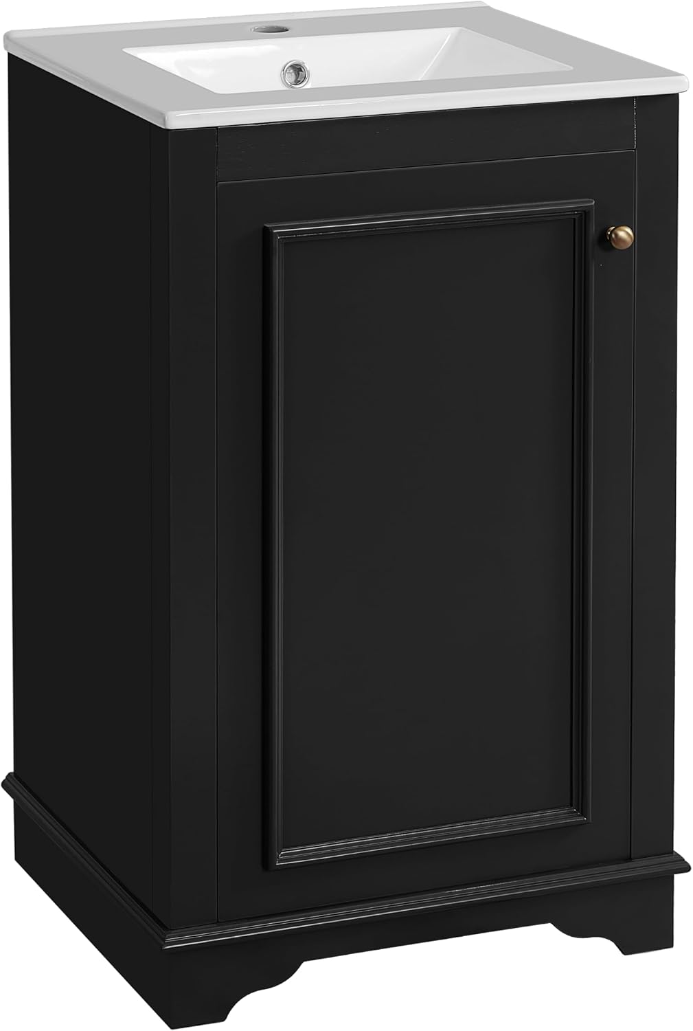 Merax 20' Narrow Bathroom Vanity with Ceramic Sink, Freetanding Modern Single Vanity Set with Soft Closing Door and Adjustable Shelf (Black)