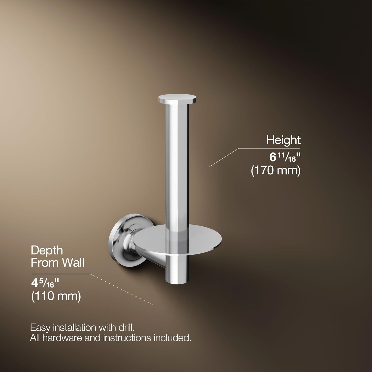 KOHLER Toilet Paper Holder, Bathroom Toilet Paper Holder, Purist Collection, Polished Chrome, K-14444-CP