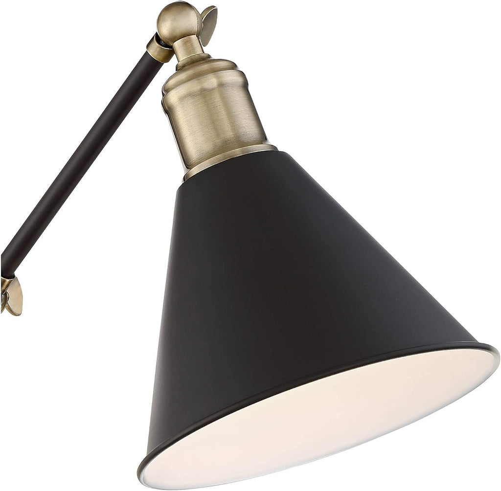 360 Lighting Wray Modern Indoor Adjustable Swing Arm Wall Lamp with Cord Set of 2 Black Antique Brass Plug-in Light Fixture Dimmable Metal Shade for Bedroom Bedside House Reading Living Room