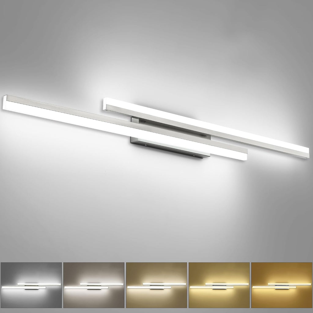 PRESDE 48 Inch LED Bathroom Vanity Light Bar, Brushed Nickel Bathroom Light Fixtures Modern Vanty Lighting Over Mirror 5CCT