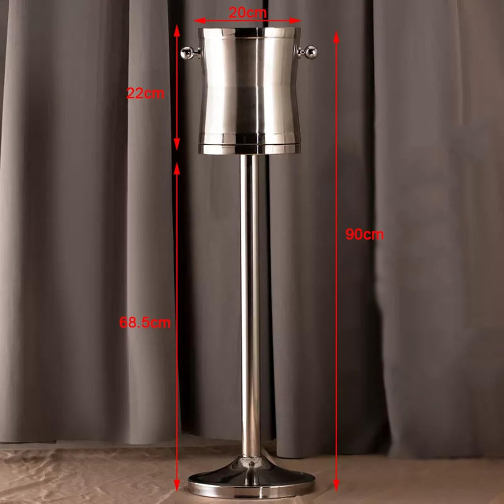 Ice Buckets for Parties, Stainless Steel Double Wall Ice Bucket with Stand Wine Chiller Ice Buckets for Parties Festival Bar Outdoor or Indoor Use, 4L,Height 35.4 inches,for Home,Guest Rooms and Bar