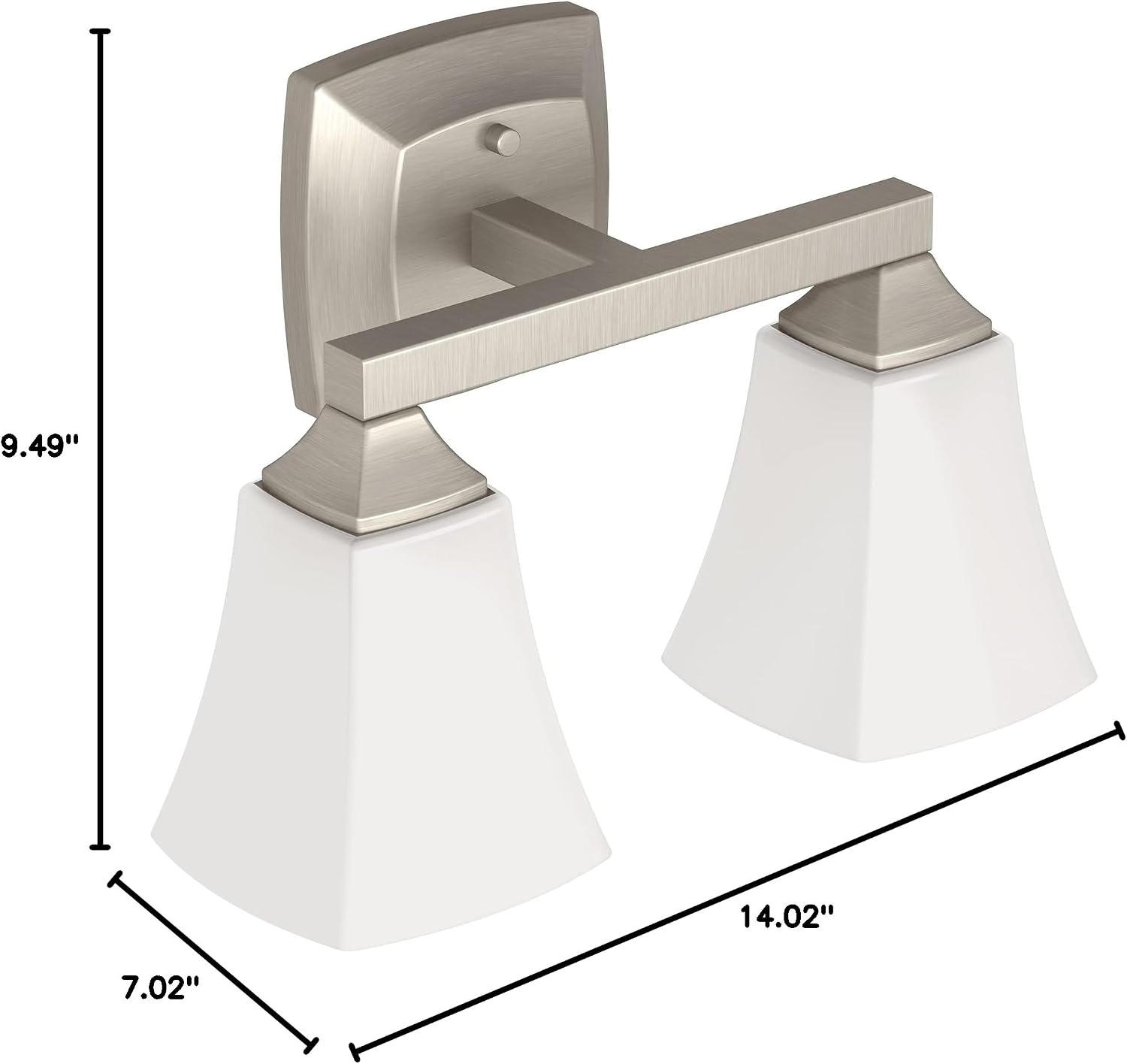 Moen YB5162BN Voss 2-Light Dual-Mount Bath Bathroom Vanity Fixture with Frosted Glass, Brushed Nickel