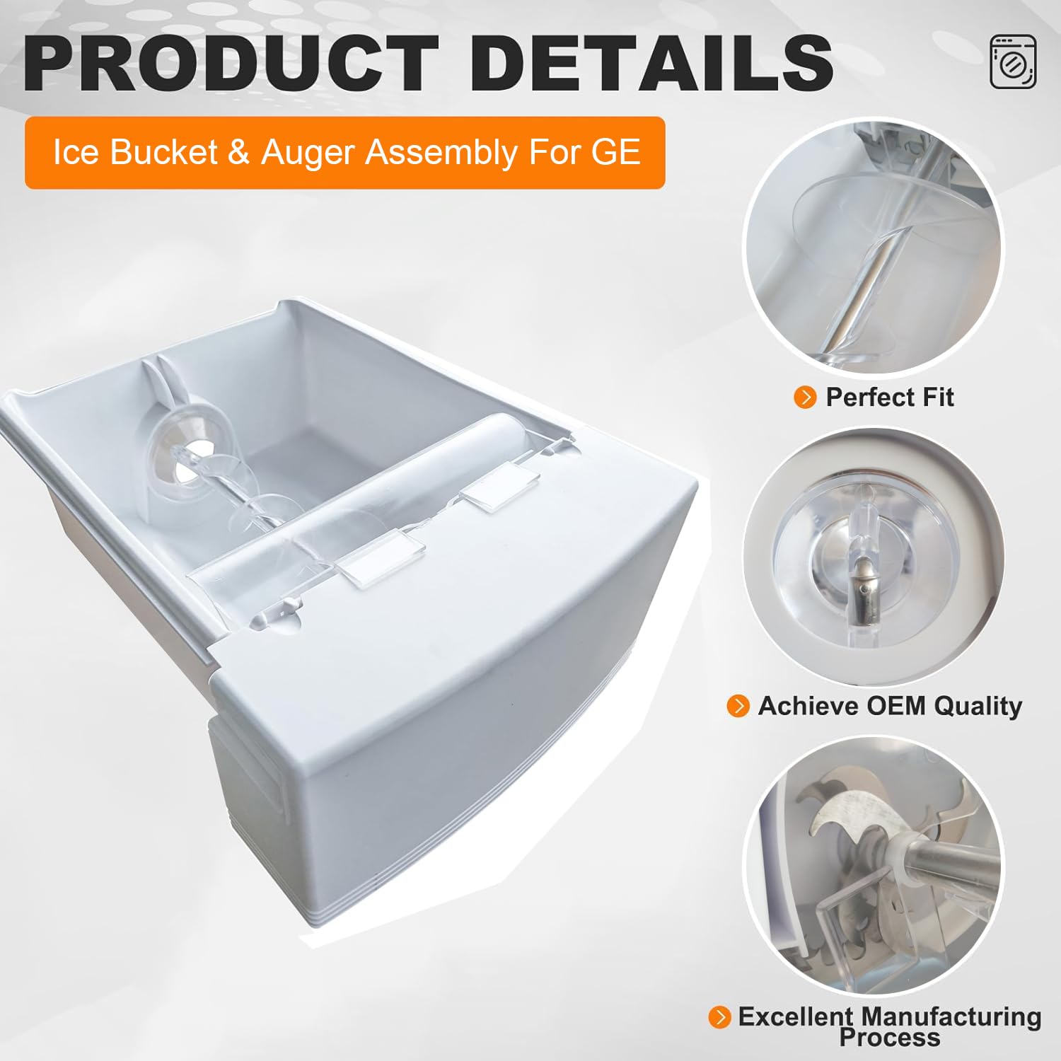 WR17X23255 for GE Ice Maker Container Auger & Bucket Assembly Replacement, Compatible with GE General Electric Refrigerator, Replacement Part WR17X23255, Replaces WR17X11419, WR01X10189, WR17X10778