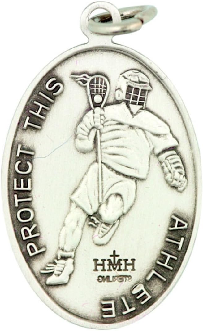 Religious Gifts Sterling Silver Saint St Sebastian Male Sports Athlete Medal Pendant, 1 1/16 Inch