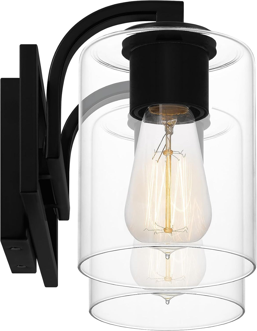 Quoizel Lansdowne Modern Bath Vanity Lights,18.25 Inch 2-Light Matte Black Lighting Fixtures Over Mirror, Clear Glass Shade, 100W, Decorative Wall Light for Bathroom, Dresser, Kitchen or Hallway