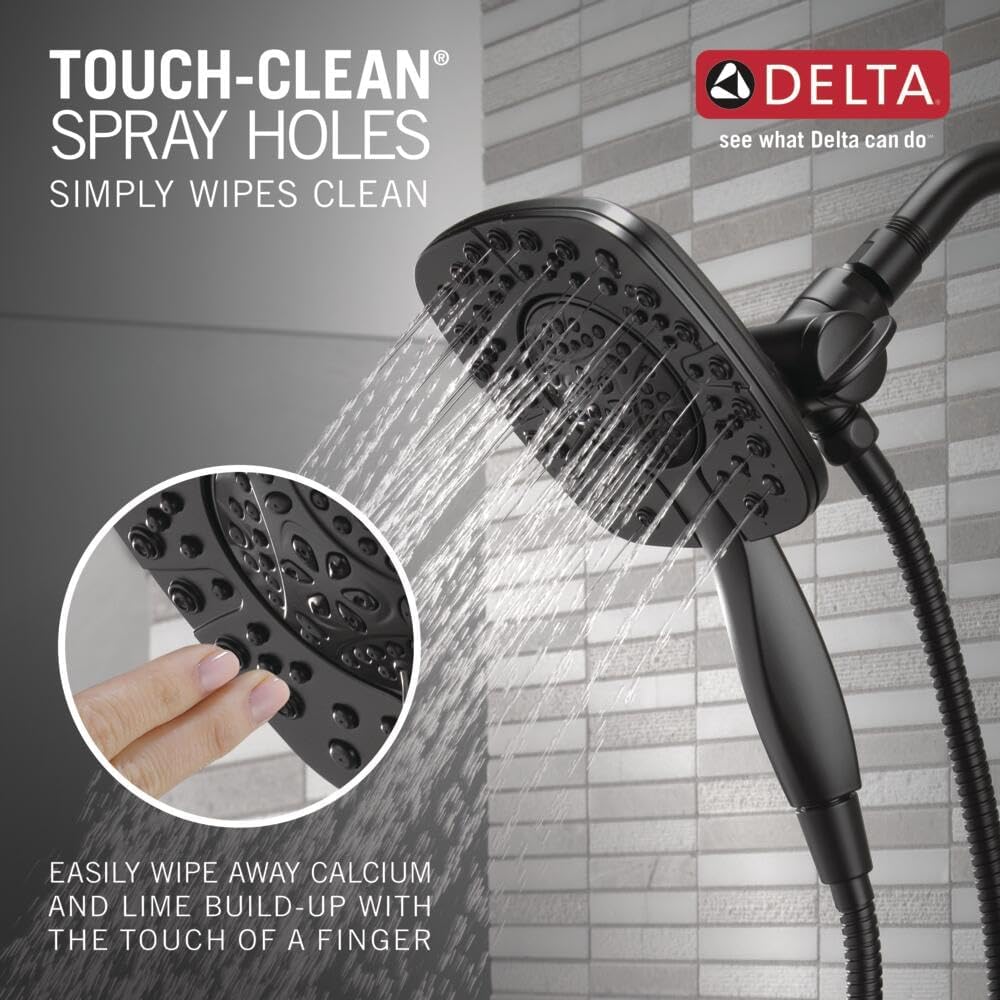 DELTA Faucet Ashlyn 17 Series Dual-Handle Shower Trim Kit with In2ition 2-in-1 Head with Handheld Spray, Matte Black Fixture, T17264-BL-I (Valve Not Included)