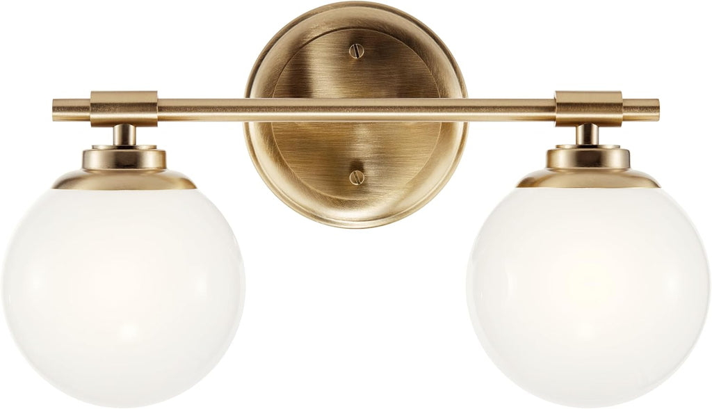 Kichler Benno 2-Light Bathroom Vanity Light Fixture, Modern Wall Mount Light with Opal Glass in Champagne Bronze for Bathroom or Powder Room (9.75' x 14.75'), 55171CPZ