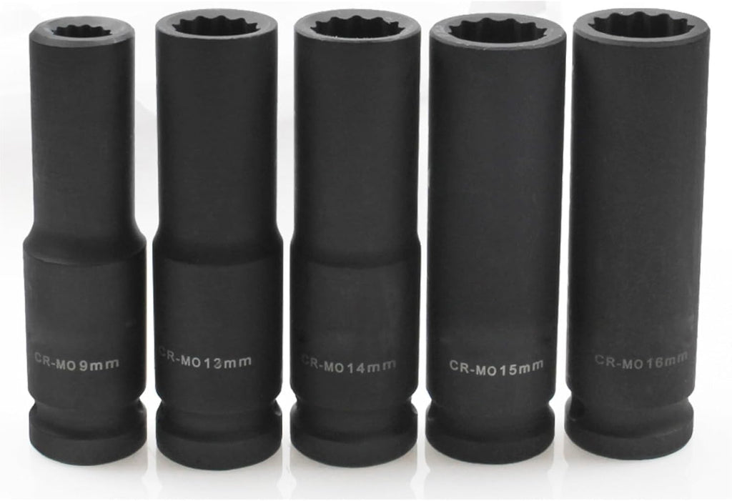 21Pcs 1/2' Square Drive 12 point Deep Socket Bit Ratchet wrench Sockets Hand Tool 12 Angles Plum Blossom Sleeve 8-38mm