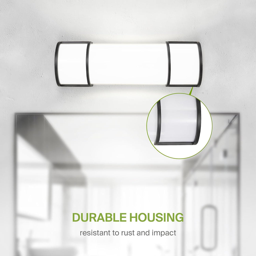ASD LED 18' Vanity Flush Mount Light Fixture, Linear Bathroom Lighting Bar | 3CCT, Dimmable, Energy Star, ETL Listed | 20W 1650LM 3000-5000K 120V | Long Bath Wall Sconce Over Mirror | Black, 4 Pack