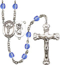 Bonyak Jewelry St. Christopher/Cheerleading Silver-Plated Rosary - Every Birth Month Color and More