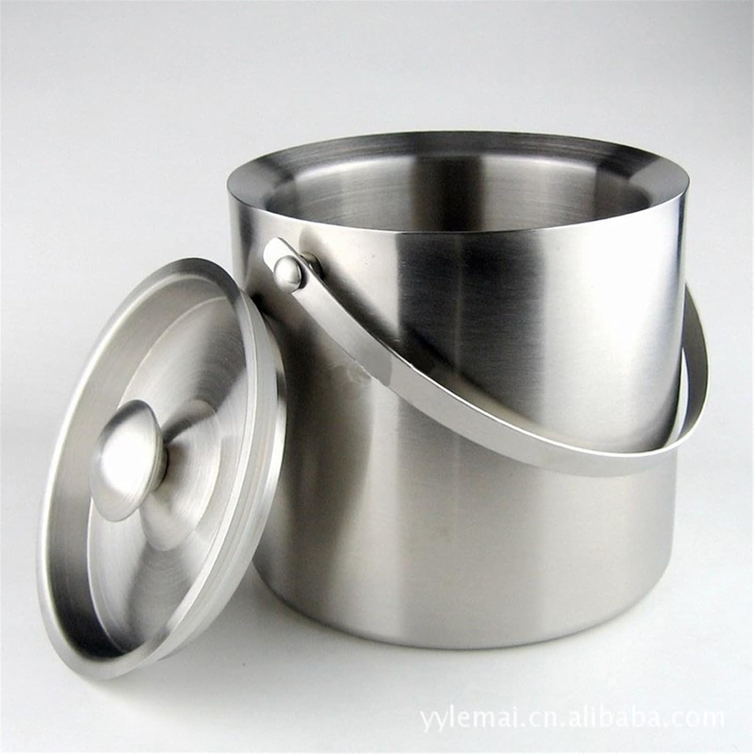 Ice Bucket Champagne Bucket Stainless Steel Portable Ice Bucket Wine Champagne Cooler Double Layer Ice Bucket With Lid Bar Party Home Drink Bucket Ice Bucket Beverage Tub (Color : 3L)
