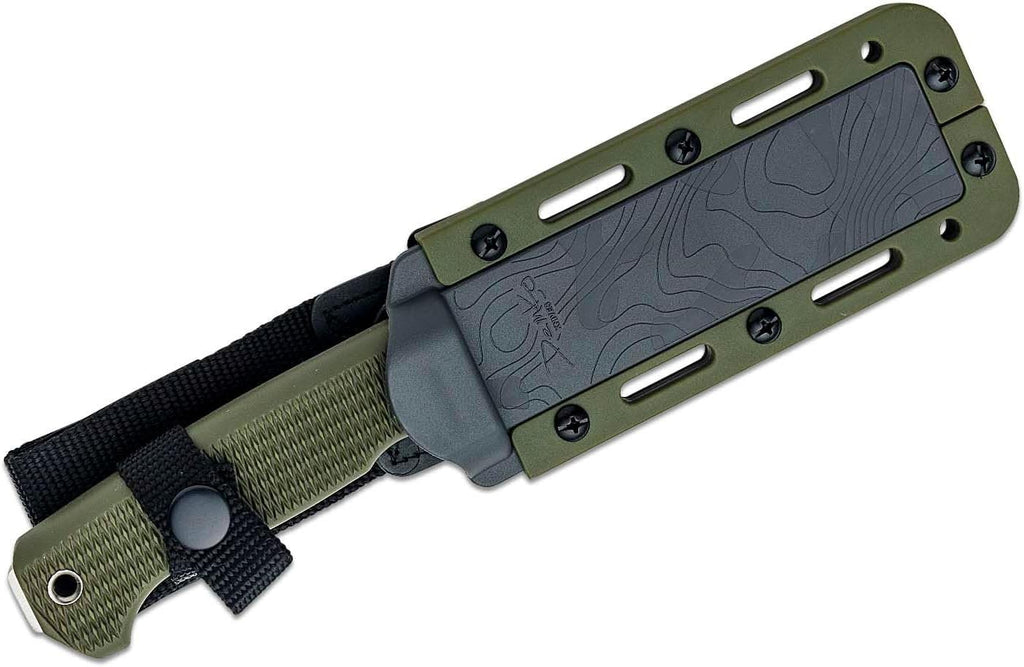 Demko Knives FreeReign Fixed Blade Knife 5' AUS-10A Satin Drop Point or Tanto w/Sheath & Belt Loop (Tanto/Green/Grey)