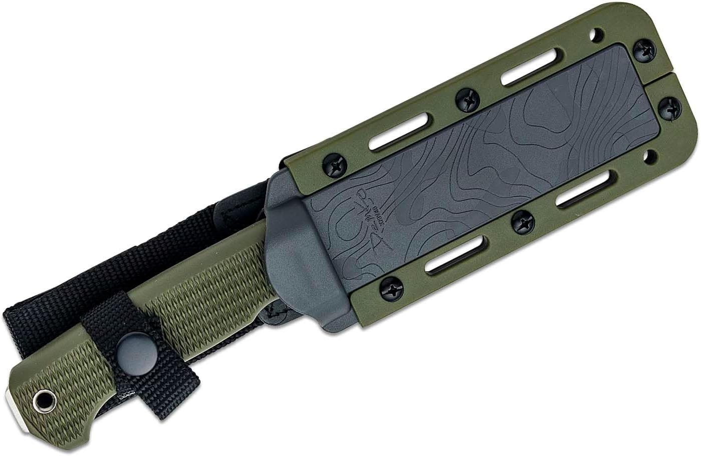 Demko Knives FreeReign Fixed Blade Knife 5' AUS-10A Satin Drop Point or Tanto w/Sheath & Belt Loop (Tanto/Green/Grey)