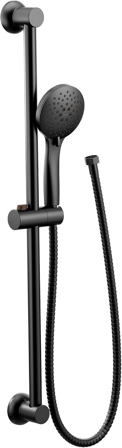 Moen Eco Performance 5 Funtion Handheld Showerhead, 30 Inch Slide Bar and 69 Inch Hose, 3558EPBL