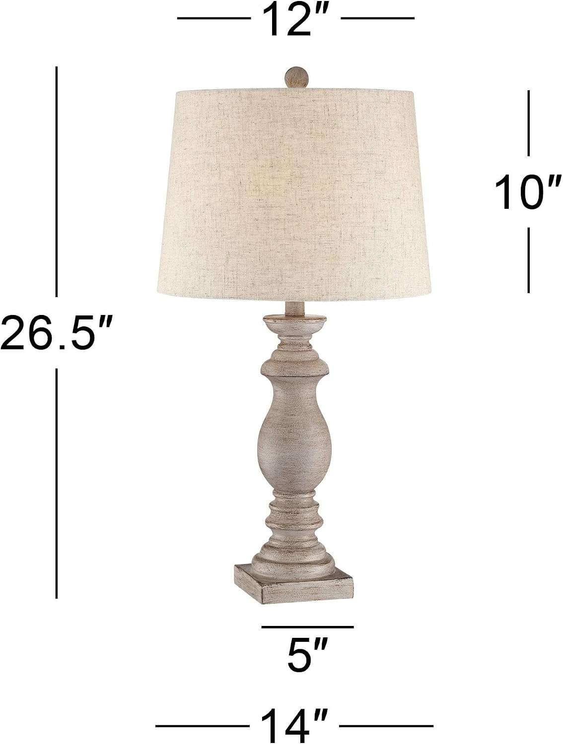 Regency Hill Patsy 26 1/2' Tall Candlestick Traditional Natural Cottage Core Table Lamps Set of 2 with Smart Sockets White-Washed Wood Finish Living Room Bedroom Bedside Nightstand House Office