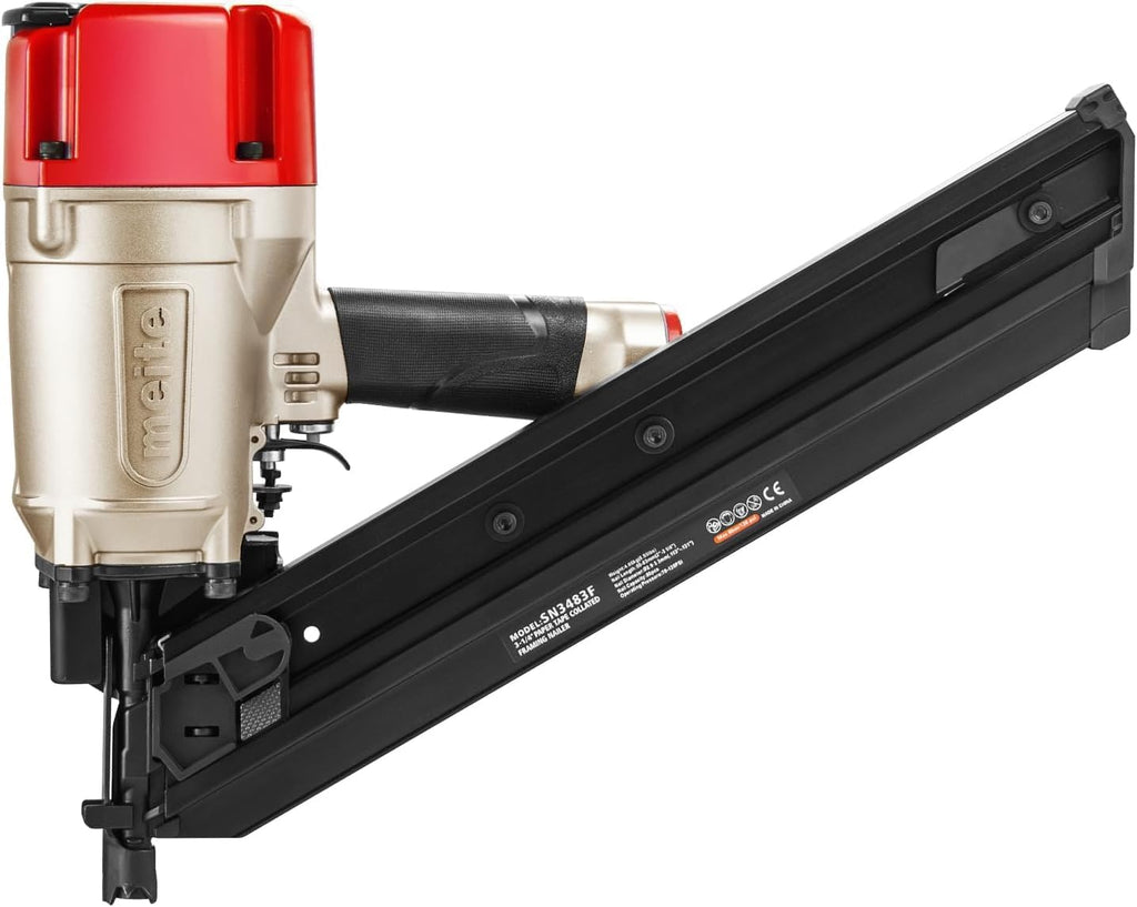 meite SN3483F 30 Degree Framing Nailer Pneumatic Nail Gun, Accepts 30-34 Degree 2' to 3-1/4' Paper Collated Framing Nails, Pro-grade Air-powered Framing Nail Gun Tools for Wall Studs Sheathing Decking