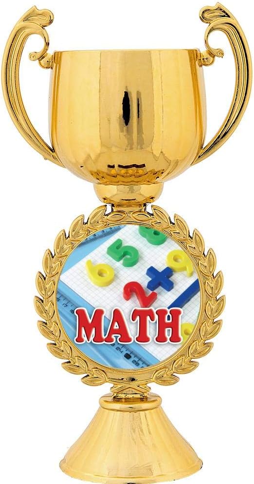 Crown Awards Personalized Math Trophy, 7.25' Gold Cup Mathematics Trophies for Kids with Free Custom Engraving Prime