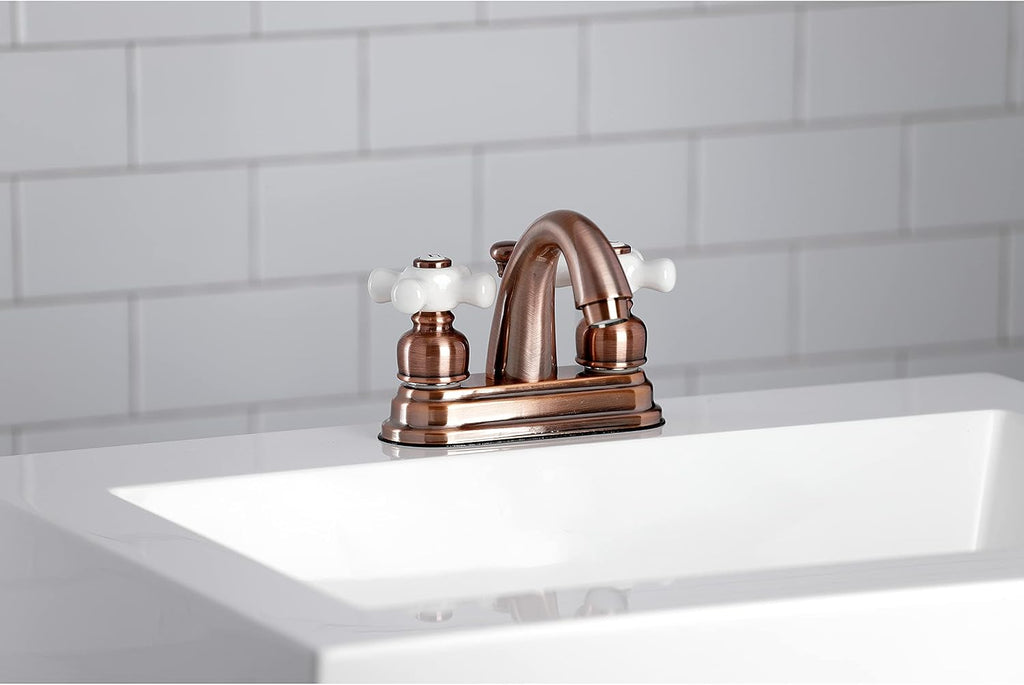 Kingston Brass KB561PXAC Restoration 4 in. Centerset Bathroom Faucet, Antique Copper