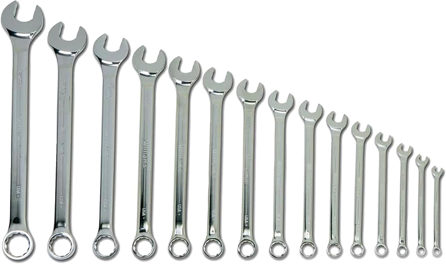 Williams SuperCombo 15-Piece Wrench Set, Industrial Grade, Alloy Steel, Chrome