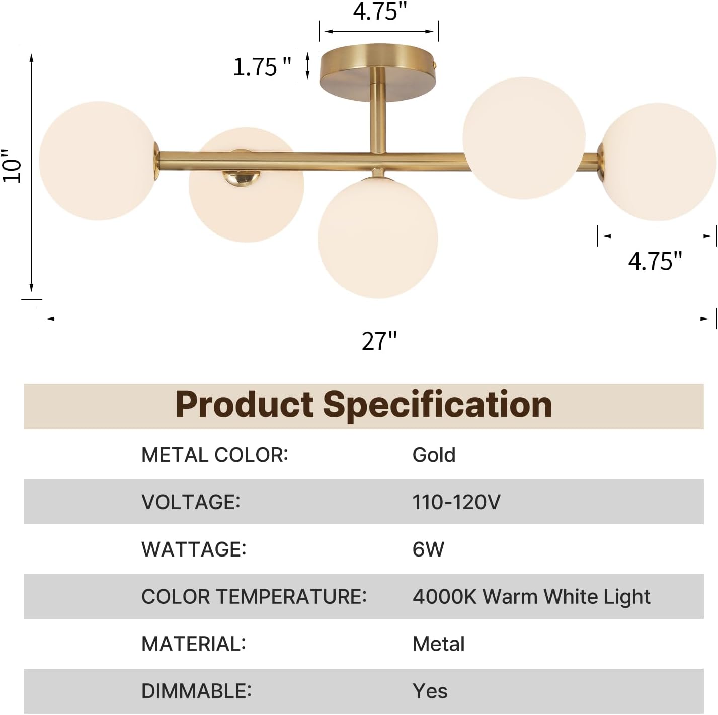 Bathroom Light Fixtures, Brushed Gold Bathroom Vanity Light Over Mirror with Milk White Glass Shades, Dimmable LED Wall Sconces for Hallway, Entryway, Living Room, Bedside, Staircase