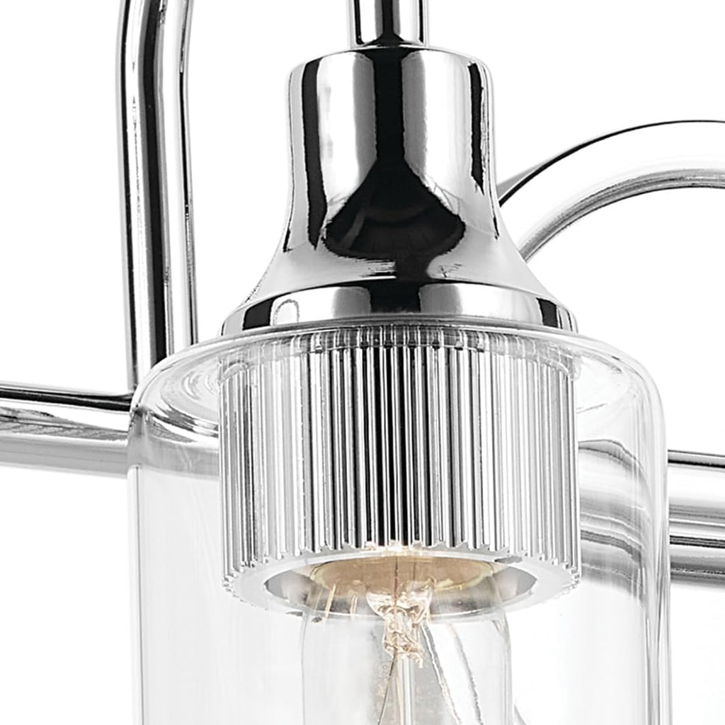 Kichler Kavi 4-Light Bathroom Vanity Light Fixture 31.5' Modern Chrome Finish with Clear Glass Over Mirror, Damp Rated for Powder Room and Bath (31.5' W x 10' H), 55212CH